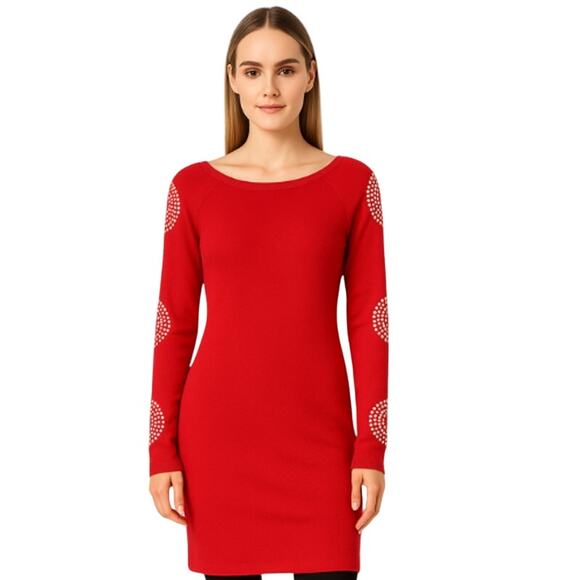 INC International Concepts Rhinestone Tunic Sweater in Red – NWT Size 1X - Picture 1 of 6